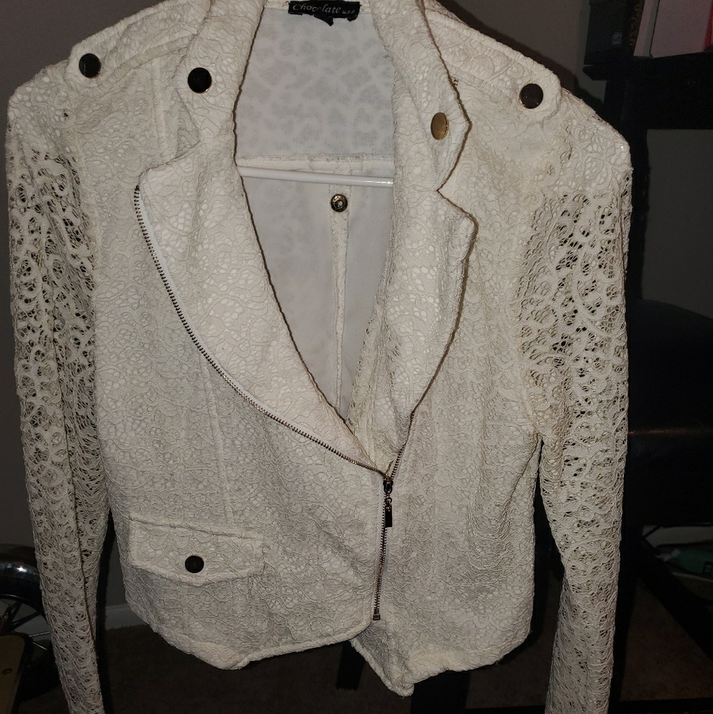 Chocolate USA | White Lace | Zip Up Jacket